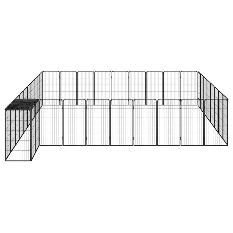 38-Panel Dog Playpen Black 50x100 cm Powder-coated Steel