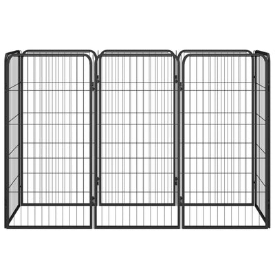 8-Panel Dog Playpen Black 50x100 cm Powder-coated Steel