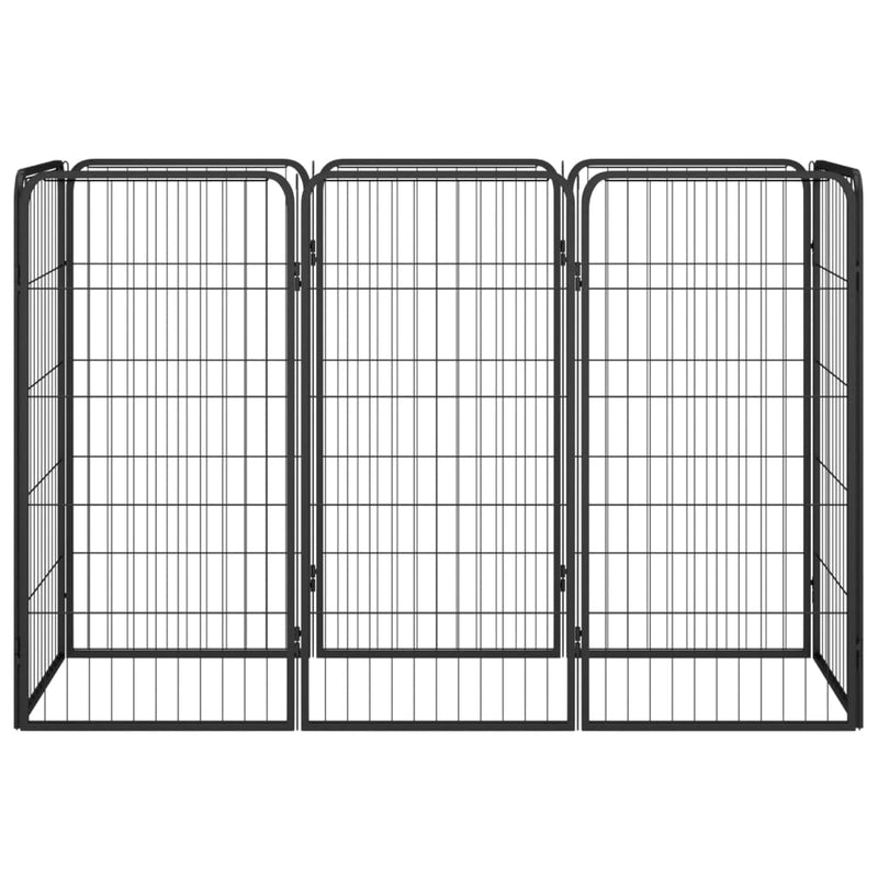 8-Panel Dog Playpen Black 50x100 cm Powder-coated Steel