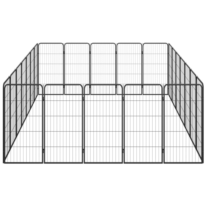 24-Panel Dog Playpen Black 50x100 cm Powder-coated Steel