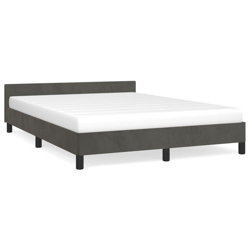 Bed Frame with Headboard Dark Grey 137x187 cm Double Velvet