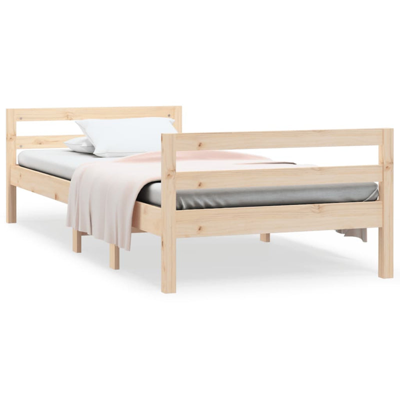 Bed Frame 92x187 cm Single Bed Size Solid Wood Pine