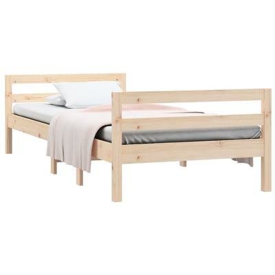 Bed Frame 92x187 cm Single Bed Size Solid Wood Pine