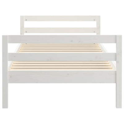 Bed Frame White 92x187 cm Single Bed Size Solid Wood Pine