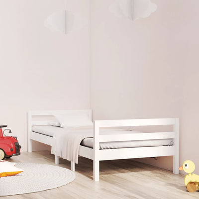 Bed Frame White 92x187 cm Single Bed Size Solid Wood Pine
