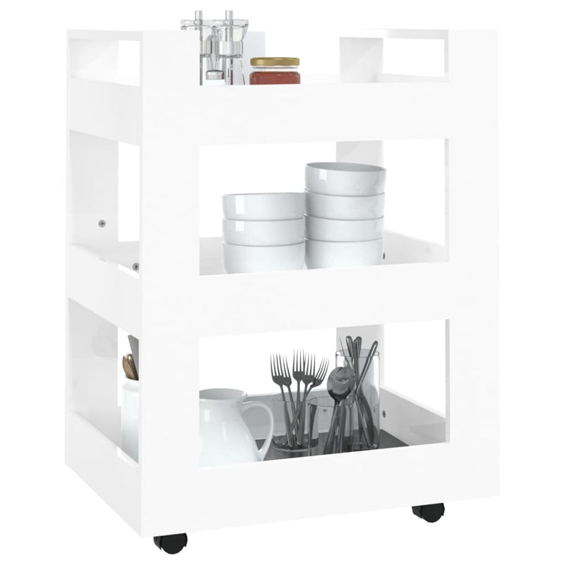 Kitchen Trolley High Gloss White 60x45x80 cm Engineered Wood