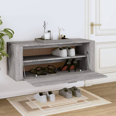 Wall Shoe Cabinet Grey Sonoma 100x35x38 cm Engineered Wood