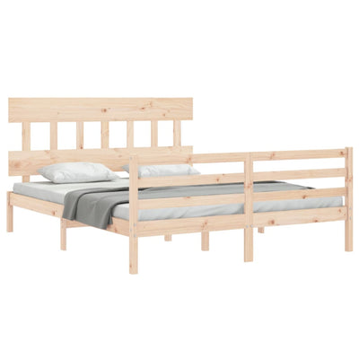 Bed Frame with Headboard  153x203 cm Queen Solid Wood