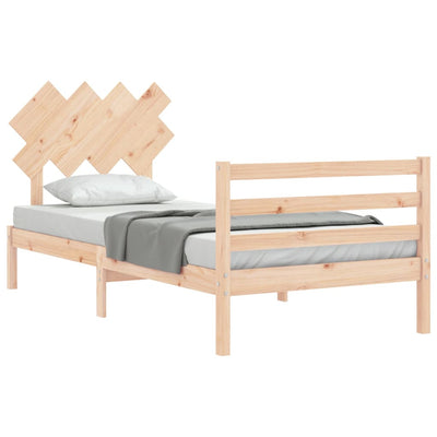Bed Frame with Headboard 92x187 cm Single Solid Wood