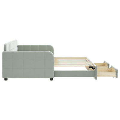 Daybed with Trundle and Drawers Light Grey 90x190 cm Velvet