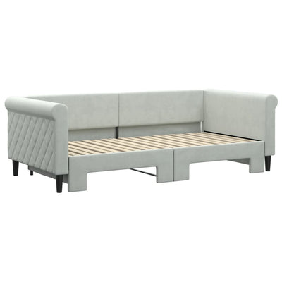 Daybed with Trundle Light Grey 90x190 cm Velvet