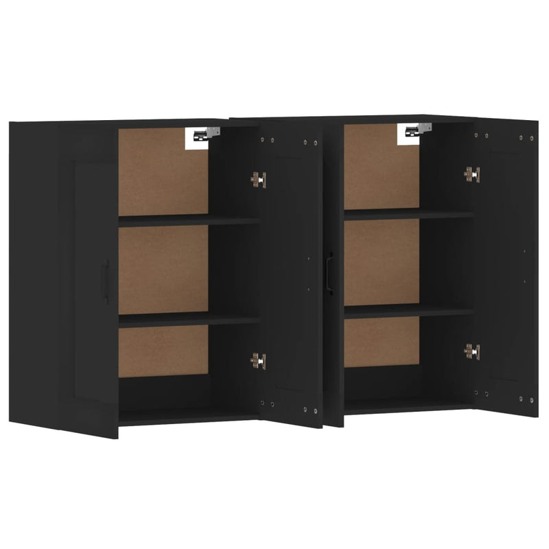Wall Mounted Cabinets 2 pcs Black Engineered Wood