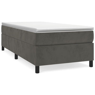 Box Spring Bed with Mattress Dark Grey 107x203 cm King Single Velvet