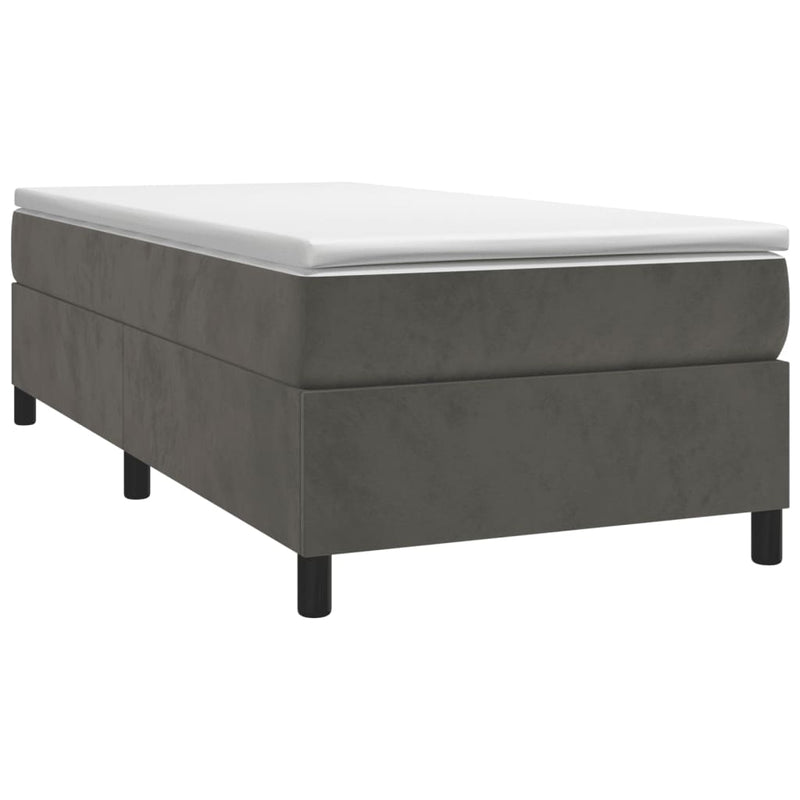Box Spring Bed with Mattress Dark Grey 107x203 cm King Single Velvet