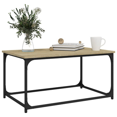 Coffee Table Sonoma Oak 80x50x40 cm Engineered Wood and Iron