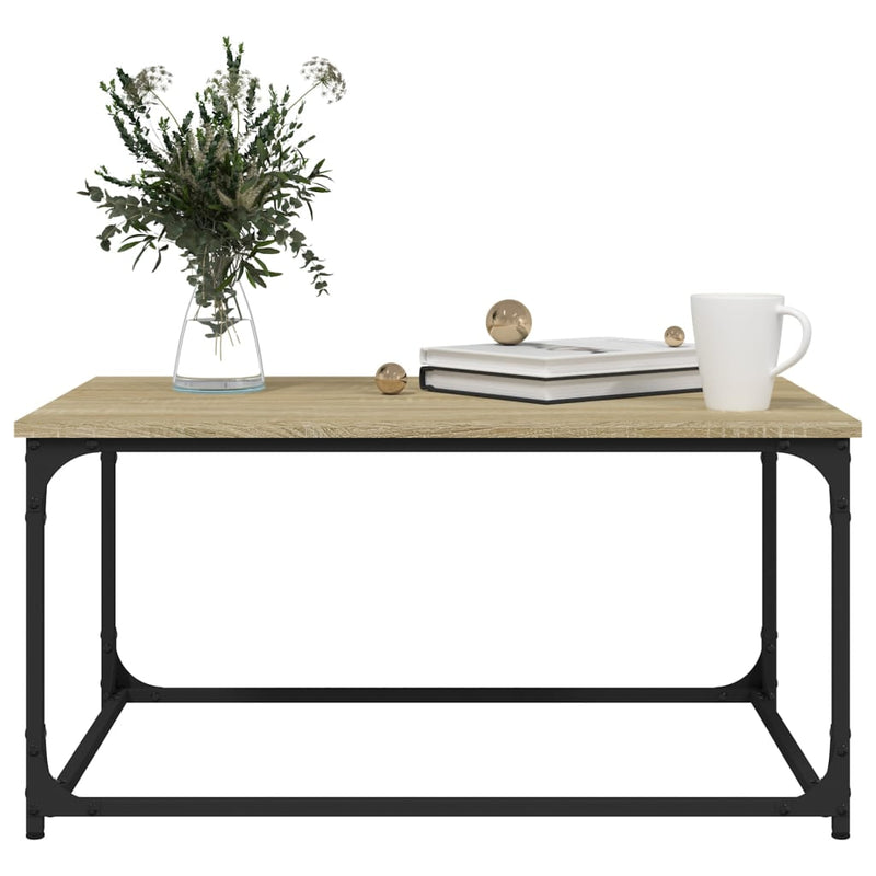 Coffee Table Sonoma Oak 80x50x40 cm Engineered Wood and Iron