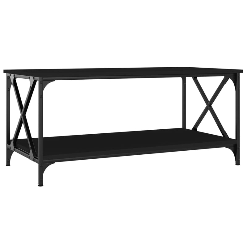 Coffee Table Black 100x50x45 cm Engineered Wood and Iron