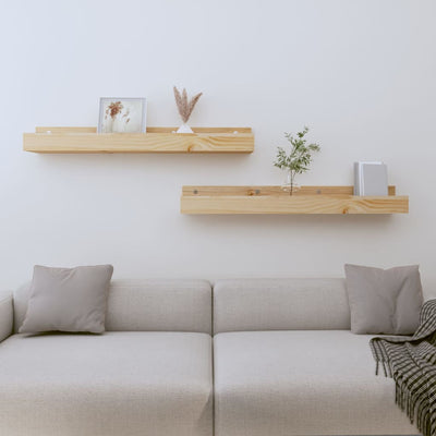 Wall Shelves 2 pcs 80x12x9 cm Solid Wood Pine