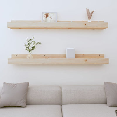 Wall Shelves 2 pcs 110x12x9 cm Solid Wood Pine