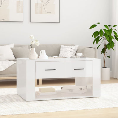 Coffee Table High Gloss White 80x50x40 cm Engineered Wood