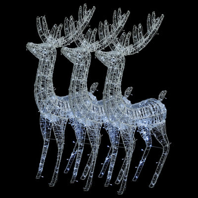 XXL Acrylic Christmas Reindeers 250 LED 3 pcs 180 cm Cold white