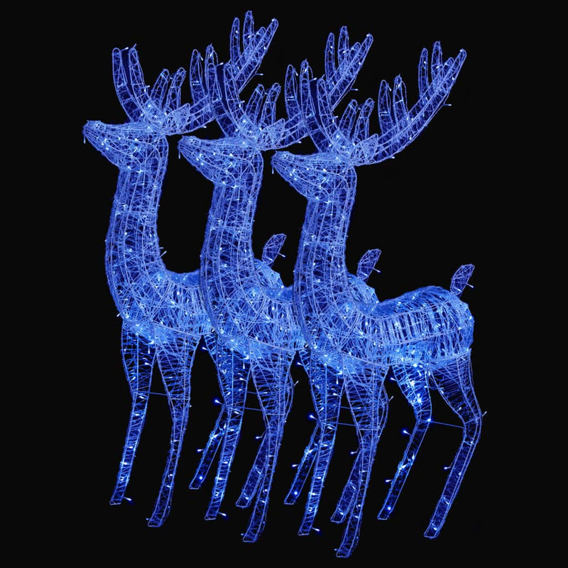 XXL Acrylic Christmas Reindeers 250 LED 3 pcs 180 cm Blue