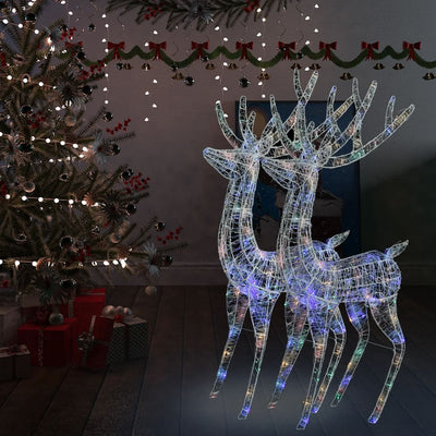 XXL Acrylic Christmas Reindeers 250 LED 2 pcs 180 cm Multicolour