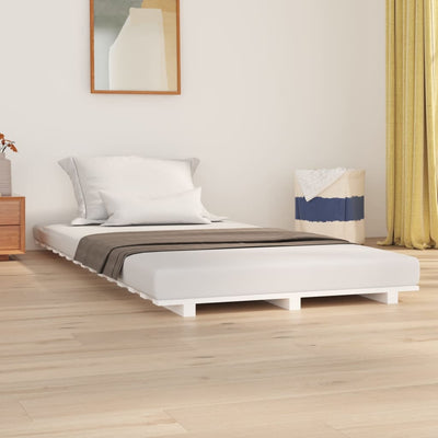 Bed Frame White 92x187 cm Single Solid Wood Pine