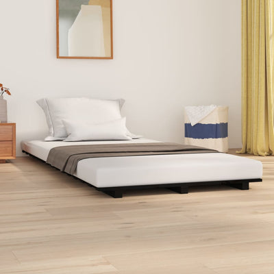 Bed Frame Black 92x187 cm Single Solid Wood Pine