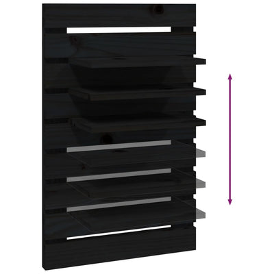 Wall-mounted Bedside Shelves 2 pcs Black Solid Wood Pine