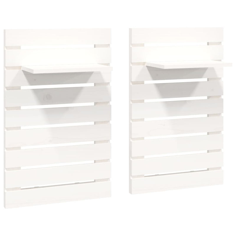 Wall-mounted Bedside Shelves 2 pcs White Solid Wood Pine