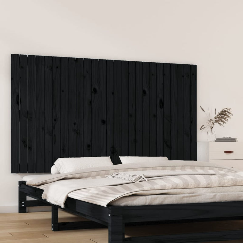 Wall Headboard Black 159.5x3x90 cm Solid Wood Pine