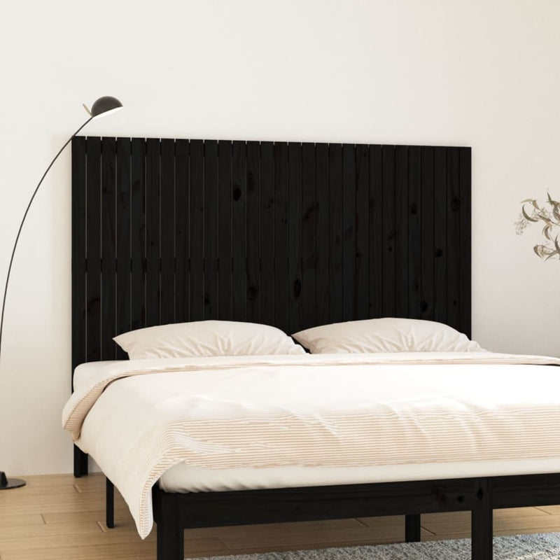 Wall Headboard Black 185x3x110 cm Solid Wood Pine