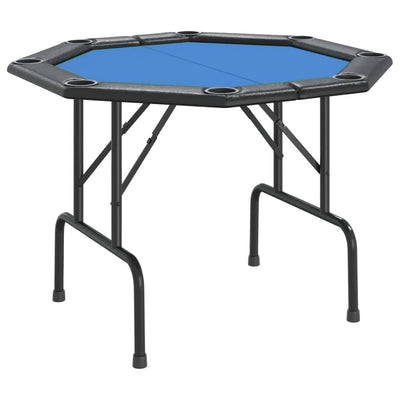 8-Player Folding Poker Table Blue 108x108x75 cm