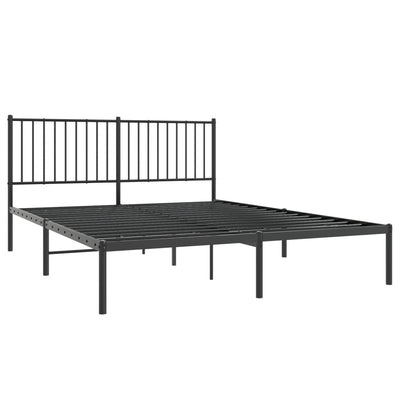 Metal Bed Frame with Headboard Black 153x203 cm Queen