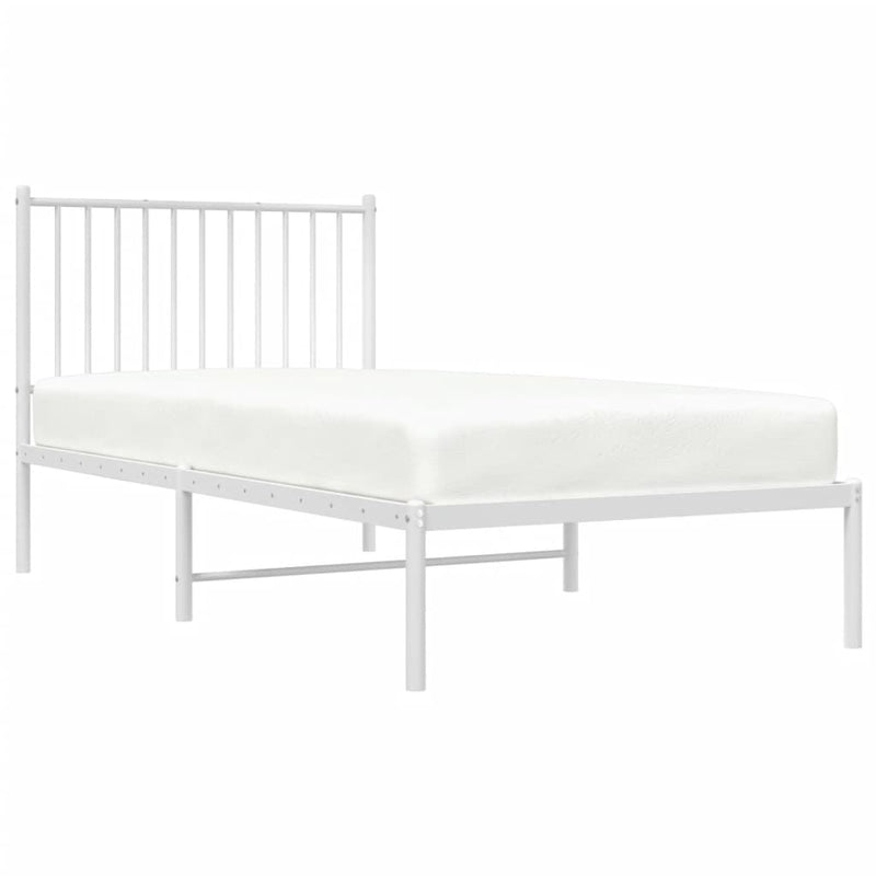 Metal Bed Frame with Headboard White 92x187 cm Single