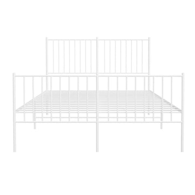 Metal Bed Frame with Headboard and Footboard White 137x187 cm Double