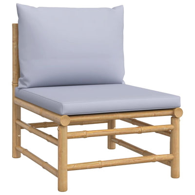 2 Piece Garden Lounge Set with Light Grey Cushions Bamboo