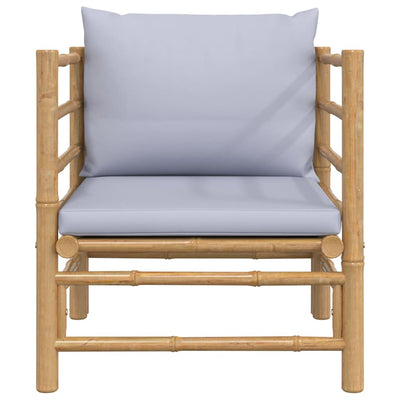 Garden Sofa with Light Grey Cushions Bamboo