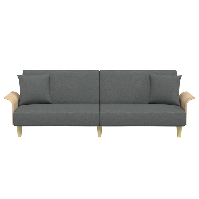 Sofa Bed with Armrests Dark Grey Fabric