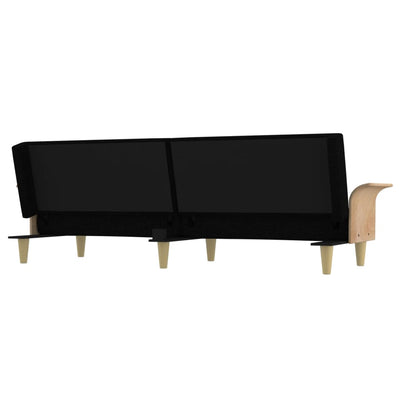 Sofa Bed with Armrests Black Fabric