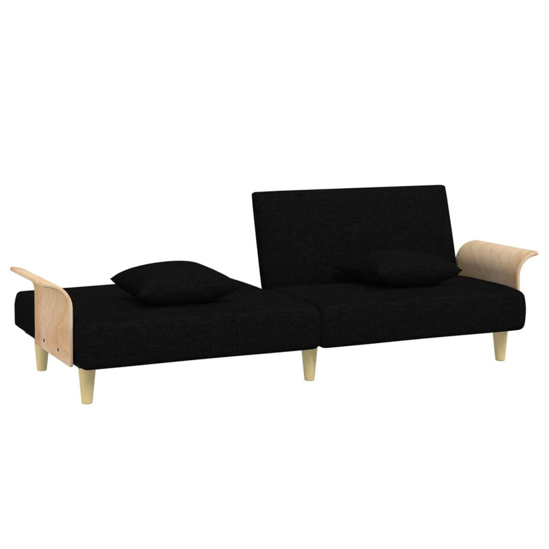 Sofa Bed with Armrests Black Fabric