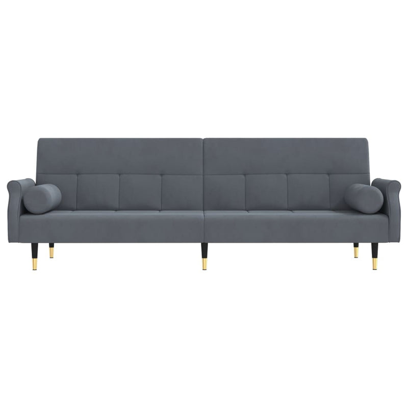 Sofa Bed with Cushions Dark Grey Velvet