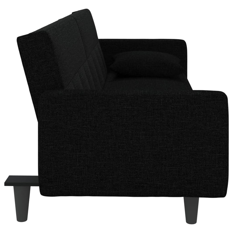 Sofa Bed with Cushions Black Fabric