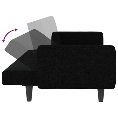 Sofa Bed with Cushions Black Fabric