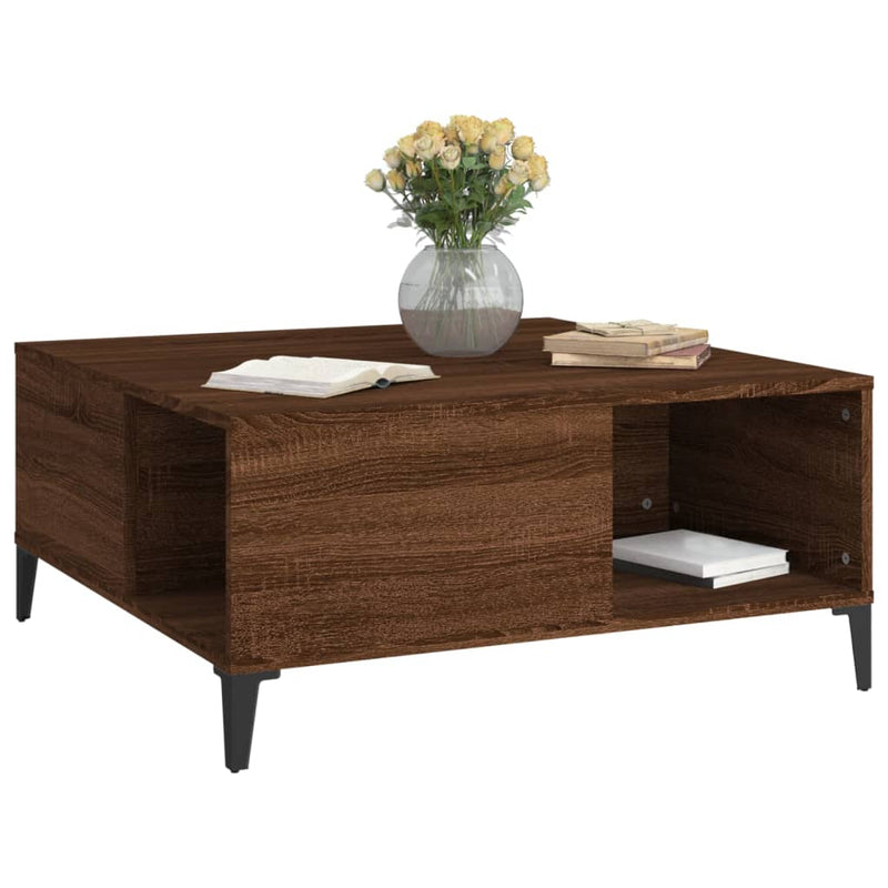 Coffee Table Brown Oak 80x80x36.5 cm Engineered Wood