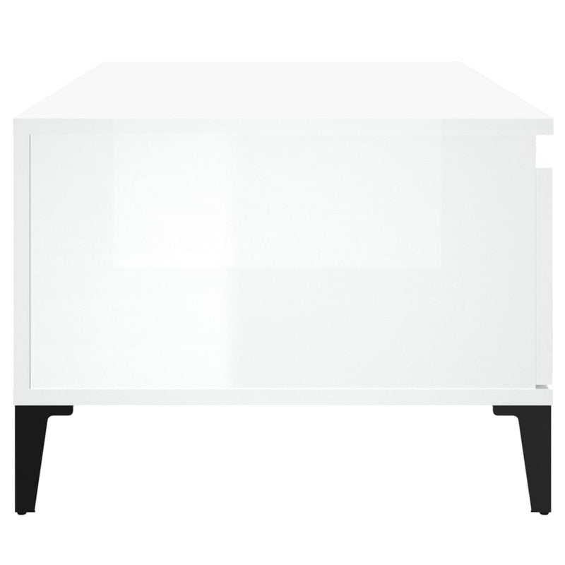 Coffee Table High Gloss White 90x50x36.5 cm Engineered Wood
