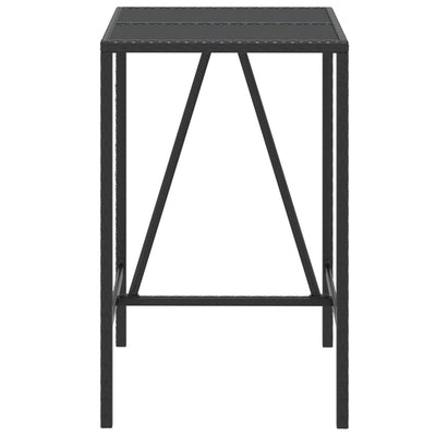 Bar Table with Glass Top Black 70x70x110 cm Poly Rattan