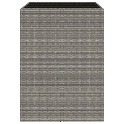Bar Table with Glass Top Grey 105x80x110 cm Poly Rattan