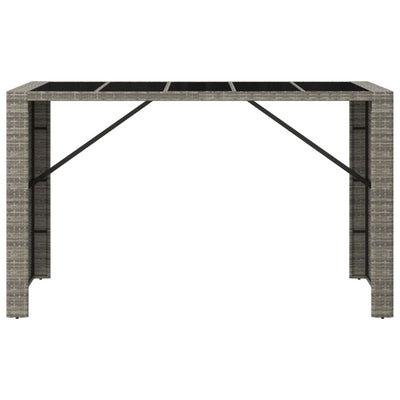 Bar Table with Glass Top Grey 185x80x110 cm Poly Rattan